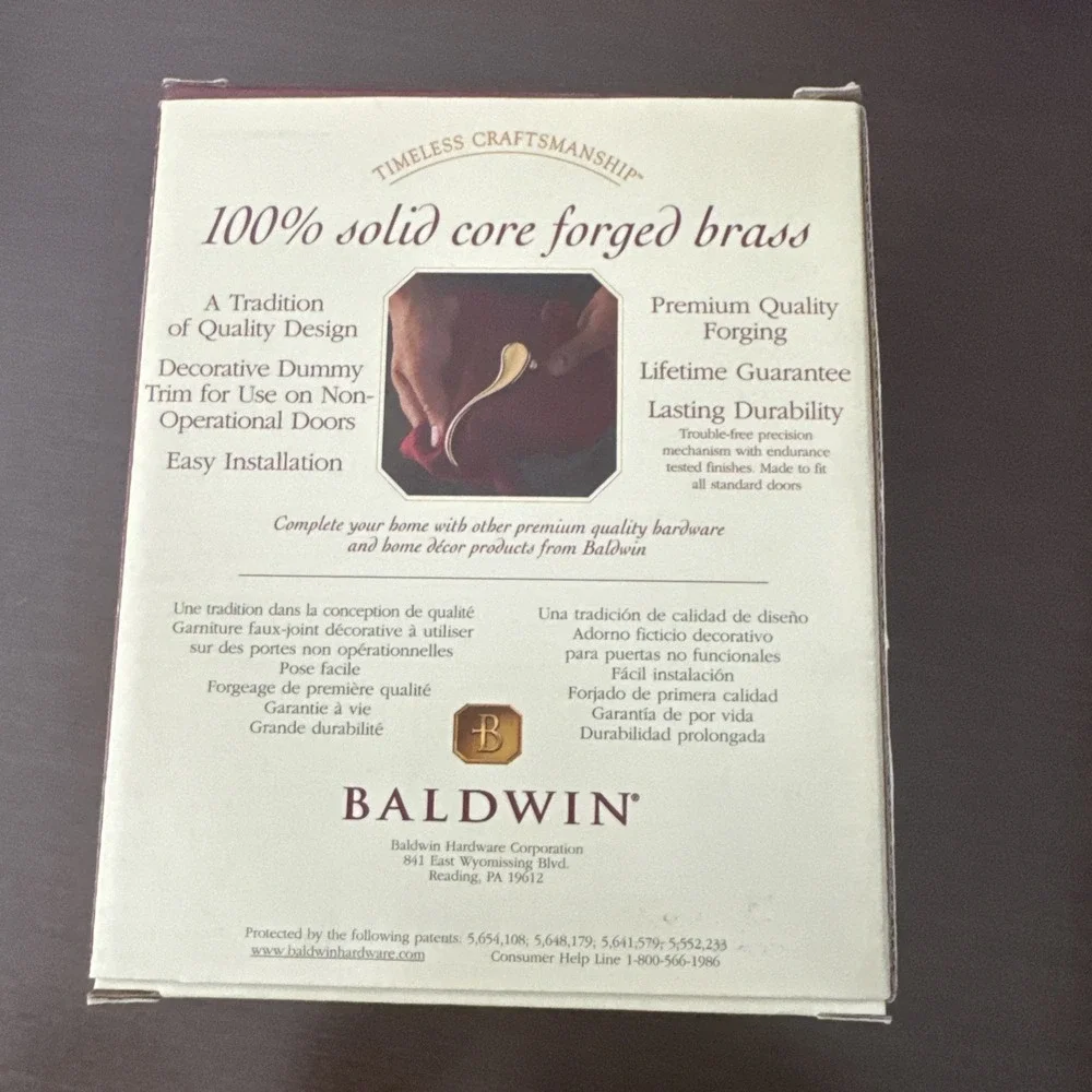 Baldwin Premium Dummy Trim Wave Lever Satin Brass&Black Left Hand 95455.050.LDM